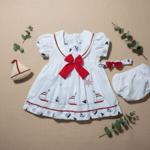 New Baby Toddler Girl Dress Set with matching headband underwear size 3T